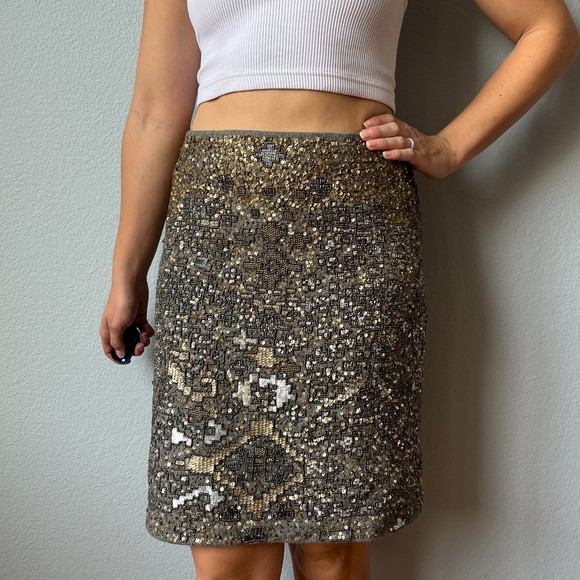 Anthropologie Moulinette Soeurs Wool Beaded Pencil Skirt Size 2 - Picture 1 of 11
